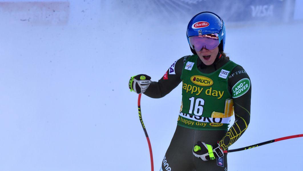 Mikaela Shiffrin ob prihodu v cilj ni mogla skriti navdušenja. Foto: EPA Mikaela Shiffrin ob prihodu v cilj ni mogla skriti navdušenja. Foto: EPA