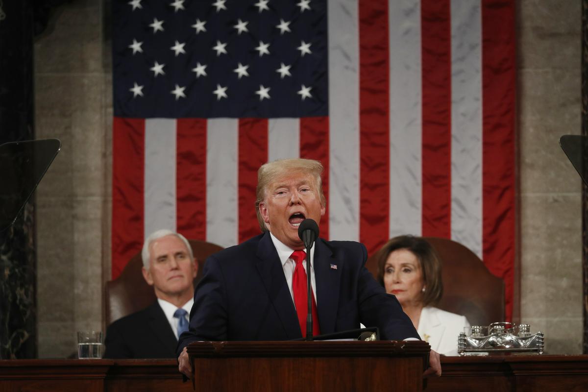 Trump je dejal, da država še nikoli ni bila v boljšem stanju. Foto: Reuters Trump je dejal, da država še nikoli ni bila v boljšem stanju. Foto: Reuters