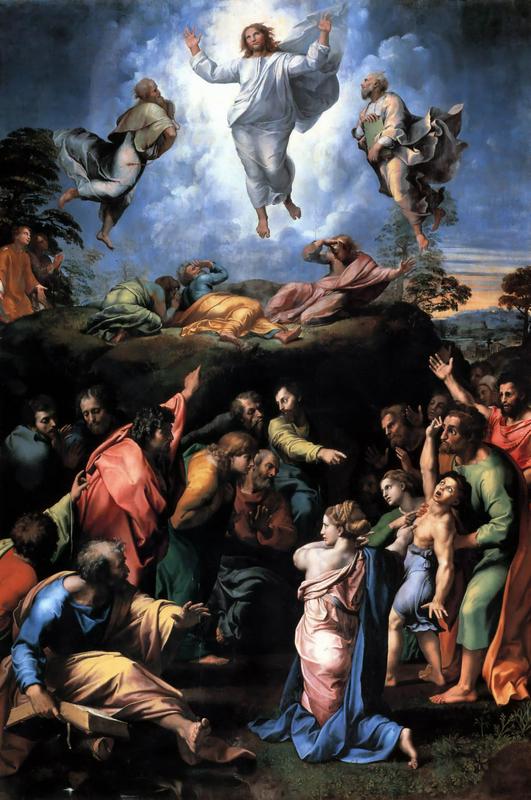Spremenjenje na gori, 1519/1520, olje na leseni plošči, Pinacoteca Apostolica Vaticana. Foto: Wikipedia Spremenjenje na gori, 1519/1520, olje na leseni plošči, Pinacoteca Apostolica Vaticana. Foto: Wikipedia