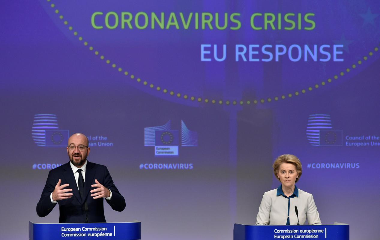 Predsednik Evropskega sveta Charles Michel in predsednica Evropske komisije Ursula von der Leyen. Michel je pred četrtkovim vrhom voditeljev Evropske unije, ki bo namenjen okrevanju po pandemiji novega koronavirusa, napisal pismo, v katerem jih je pozval k še več usklajevanja, enotnosti in odločnosti pri preseganju razlik. Foto: Reuters Predsednik Evropskega sveta Charles Michel in predsednica Evropske komisije Ursula von der Leyen. Michel je pred četrtkovim vrhom voditeljev Evropske unije, ki bo namenjen okrevanju po pandemiji novega koronavirusa, napisal pismo, v katerem jih je pozval k še več usklajevanja, enotnosti in odločnosti pri preseganju razlik. Foto: Reuters