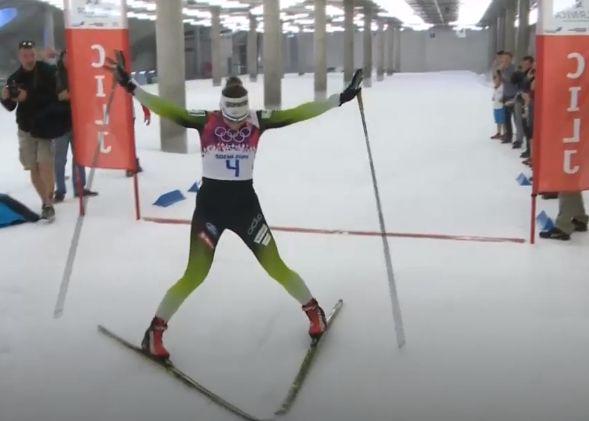Tako je še zadnjič prečkala ciljno črto. Foto: TV Slovenija Tako je še zadnjič prečkala ciljno črto. Foto: TV Slovenija