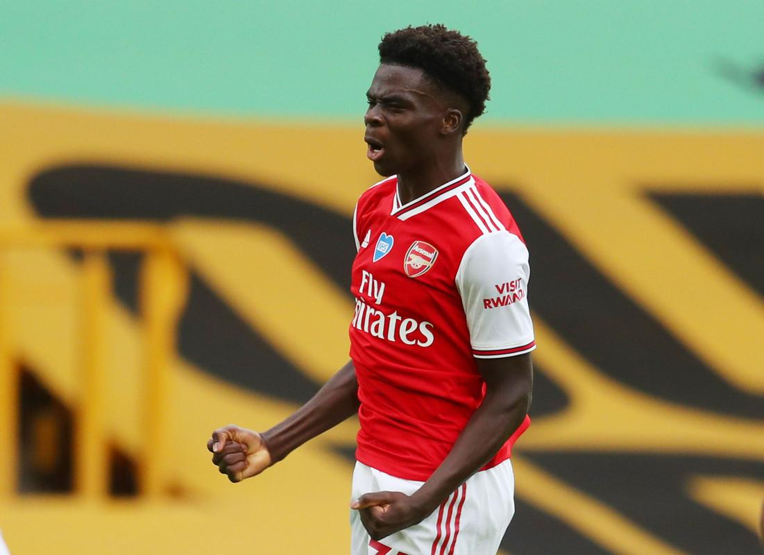 Bukayo Saka je dosegel prvi zadetek v Premier ligi. Foto: Reuters Bukayo Saka je dosegel prvi zadetek v Premier ligi. Foto: Reuters