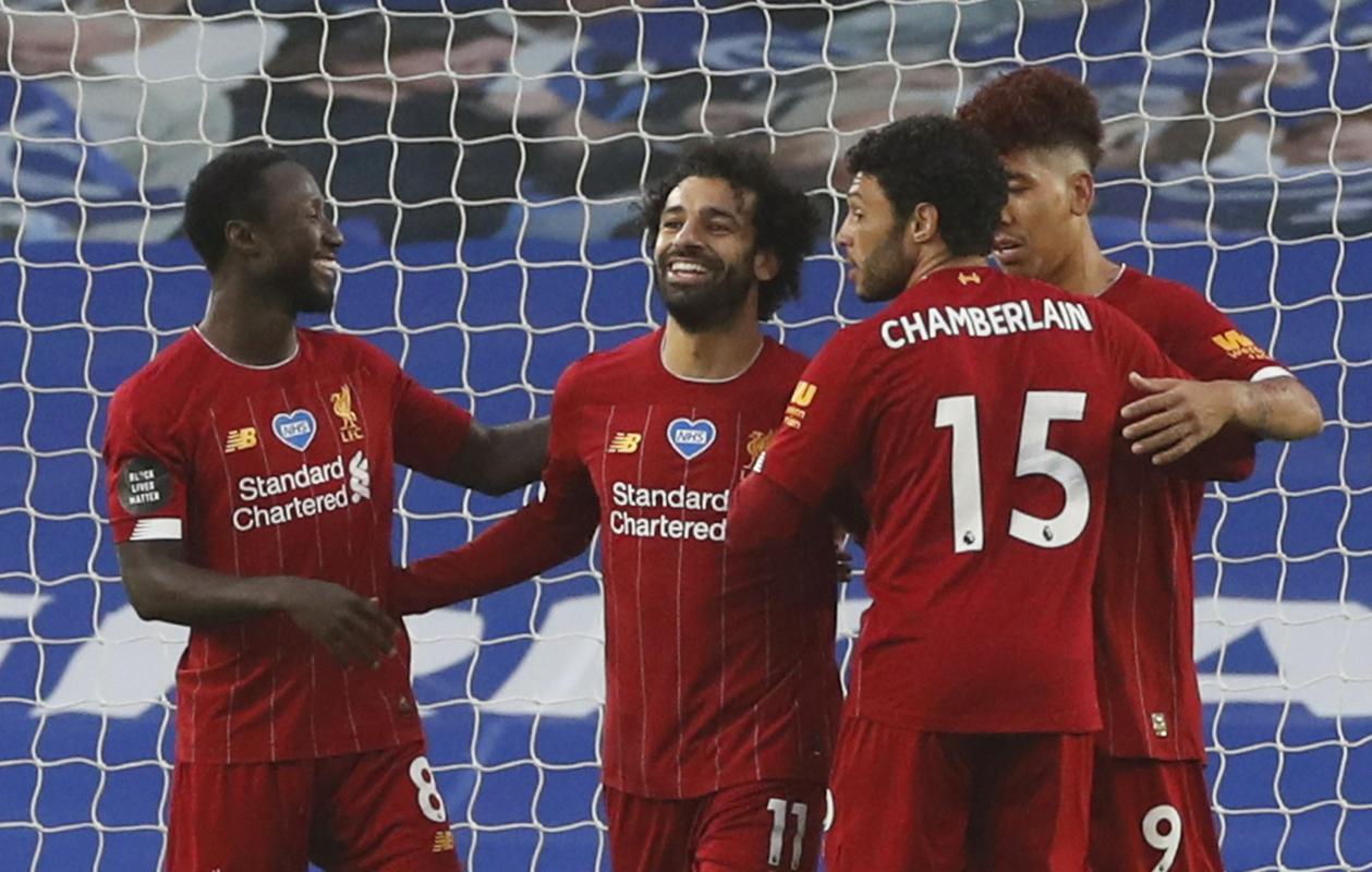 Mohamed Salah (v sredini) je v Brightonu dvakrat zatresel mrežo. Foto: Reuters Mohamed Salah (v sredini) je v Brightonu dvakrat zatresel mrežo. Foto: Reuters