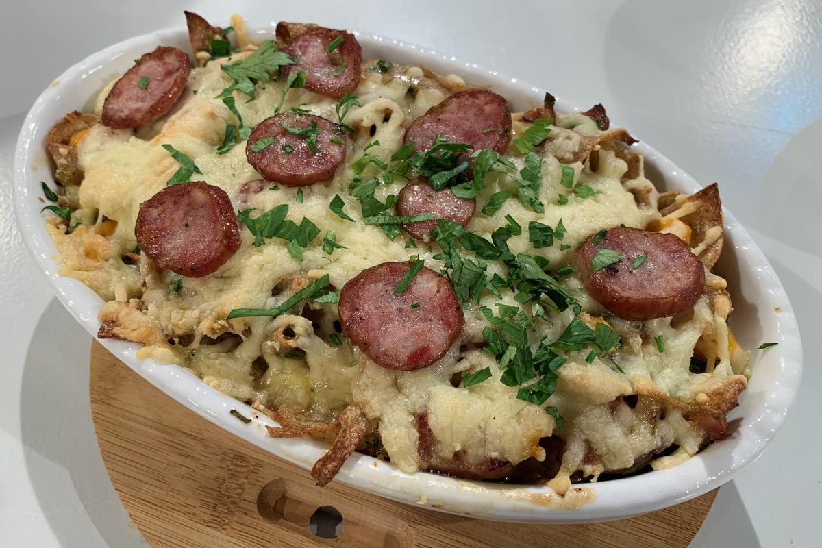 Gratinirane pirine testenine s klobaso, bučo in porom. Foto: Dobro jutro Gratinirane pirine testenine s klobaso, bučo in porom. Foto: Dobro jutro
