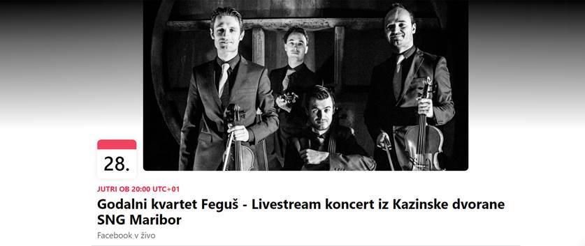 Nocoj spletni koncert Godalnega kvarteta Feguš 
