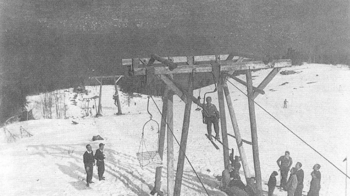 Foto: Dr. Andrej Rosina, osebni arhiv: Prva sedežnica na Mariborskem Pohorju leta 1951